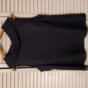 Sleeveless cowl-neck navy silk-like shirt, Talbots 16p